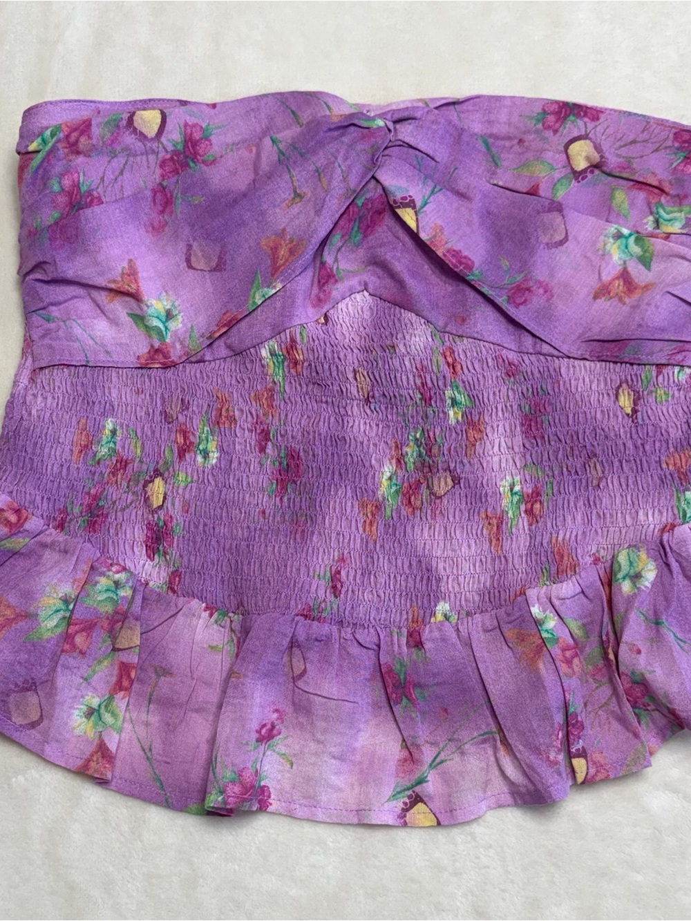 Floral Strapless Tube Top Davi And Dani Purple Smock Top Women’s Size Large NWT